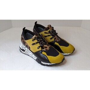 Steve Madden-Ridge Men's (7M) Black & Gold Animal Print Athletic Shoes #RIDG01M1